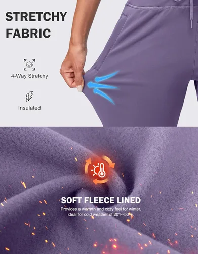 Miniatura 64 de G Gradual Pantalones deportivos con forro polar para mujer, de cintura alta, resistentes al agua, térmicos, para invierno, correr, senderismo