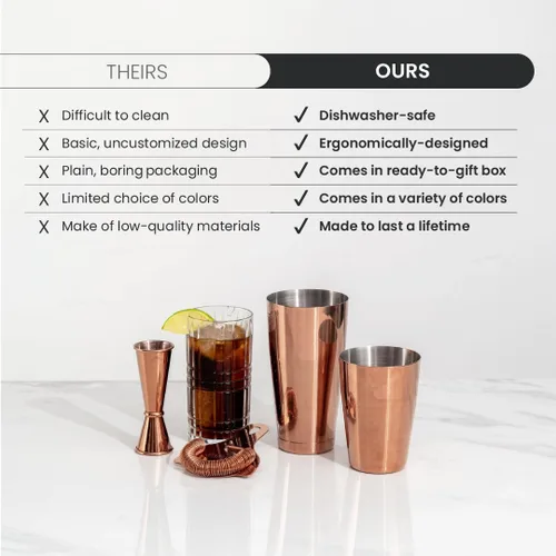 Miniatura 7 de A Bar Above Juego de coctelera de 4 piezas para bar profesional y en casa, kit de bar de alta calidad, regalos para el día de San Valentín para él