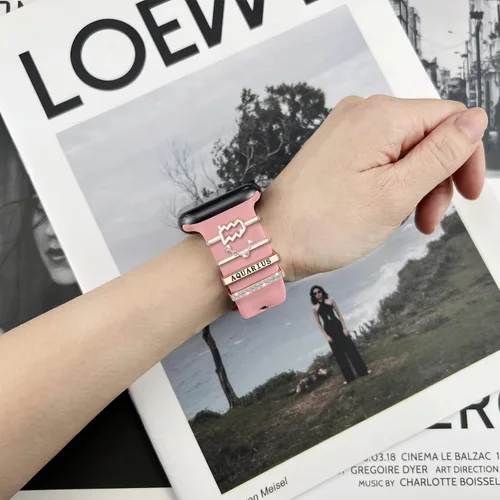 Miniatura 3 de Anillos decorativos de 12 constelaciones compatibles con correas de silicona de Apple Watch de 1.929 in, 1.772 in, 1.732 in, 1.654 in, 1.614 in