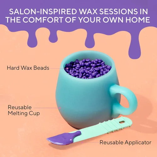 Miniatura 3 de Kit de cera para depilación en casa Sliick para mujeres – aroma a bayas de acai, kit de cera dura para depilación, taza de fusión para microondas
