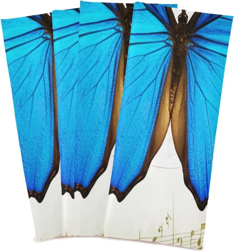 Miniatura 2 de Blue Butterfly Retro Musical Notes Kitchen Towels Set, 28x18 Inch Bulk Spring Towels Kitchen, Set of 4