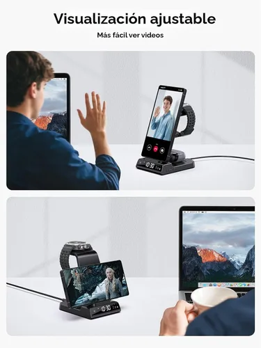 Miniatura 7 de Cargador inalámbrico para estación de carga Samsung con reloj para Samsung Galaxy S25 Ultra/S24 Ultra/Z Flip 7/Fold 6/Bud, estación de carga Android