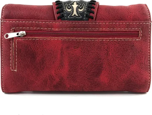 Miniatura 4 de Zelris Western Texas Longhorn hebilla mujeres Crossbody muñeca Trifold cartera