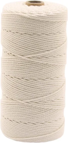 Miniatura 39 de Cuerda de macramé de algodón de 3 mm x 109 yardas, suministros de macramé de color natural, cuerda de algodón suave para colgar plantas, colgante