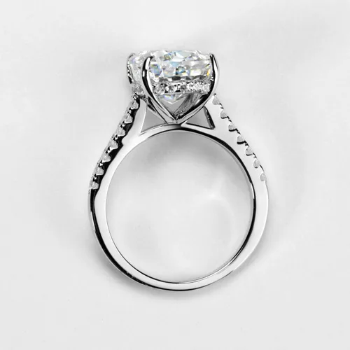 Miniatura 4 de michooyel S925 - Anillo de compromiso de circonita cúbica de corte ovalado de 4 quilates anillo de compromiso de boda de plata de ley para mujer