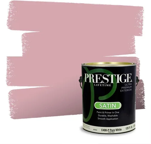 Miniatura 180 de Prestige Paints Pintura exterior e imprimación en uno, 1 galón, plano, coincidencia comparable de Valspar* Amber Rose*