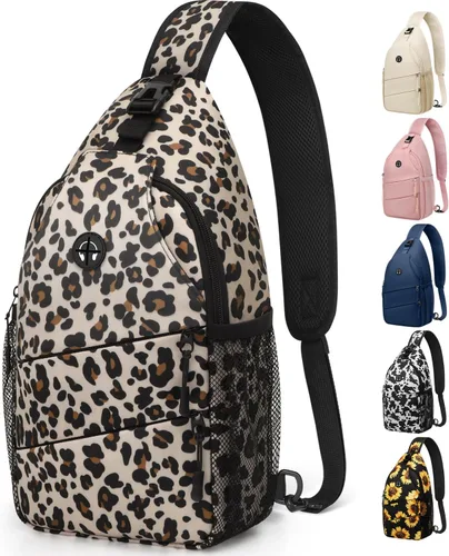 Miniatura 11 de Pritent Bolsos cruzados para mujeres y hombres, mochila de moda, bolsa casual para el pecho con correa de hombro convertible Negro