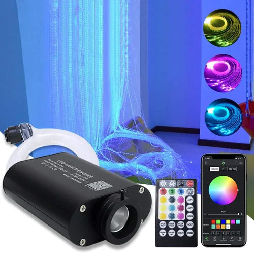 Miniatura 9 de AMKI Kit de luces de cortina de fibra óptica RGBW de 16 W, 300 hebras de punto de destello con control inteligente de aplicación de sonido, cable