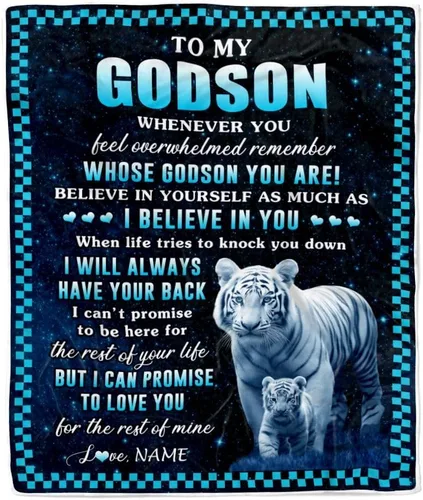 Miniatura 6 de Manta personalizada con texto en inglés «To My Godson», de Godmother Godmother Wolf Moon, My Love for You is Forever Godson Birthday Christmas