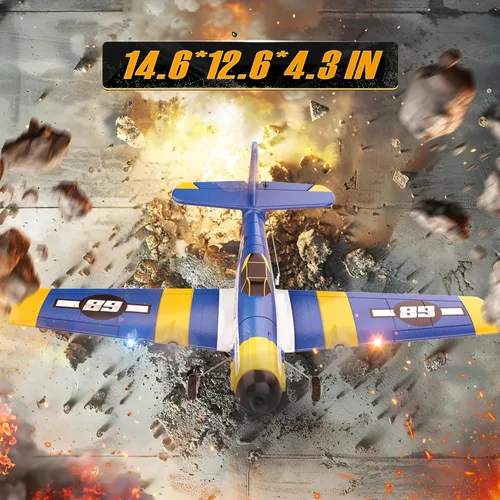 Miniatura 8 de BEZGAR Avión RC HQ089, Drones para niños, avión de control remoto de giroscopio de 6 ejes, helicóptero RC, fácil control para principiantes, Azul