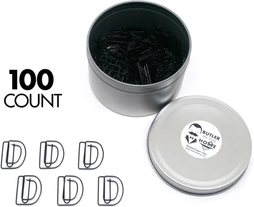 Miniatura 32 de Butler in the Home Elige tu letra favorita del alfabeto de la A a la Z o números del 0 al 9, 100 clips de papel de color negro para iniciales