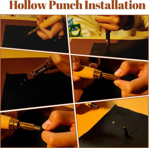 Miniatura 6 de FIOQE Kit de herramientas de cuero y manualidades para principiantes, 72 herramientas de cuero con bolsa de almacenamiento para coser, tallar