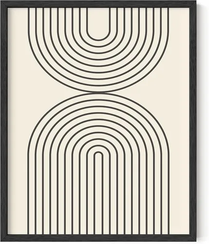 HAUS AND HUES Impresión artística neutra para pared, decoración bohemia de mediados de siglo, arte lineal y diseño geométrico, semicírculo negro
