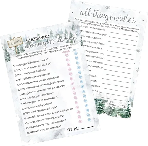 Miniatura 8 de DISTINCTIVS Baby It's Cold Outside Baby Shower Juegos – Embarazo animal y juego de adivinanzas de emojis (juego de 2 juegos) – 20 cartas, País