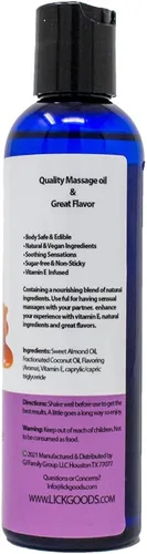 Miniatura 9 de Lick Aceite de masaje con sabor a caramelo, aceite de masaje comestible de postre cálido con vitamina E, textura suave y segura para el cuerpo
