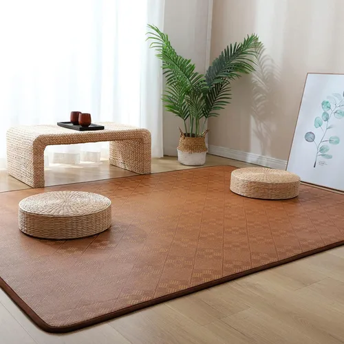 Miniatura 11 de QQXX Tapete de tatami japonés, de ratán natural, antideslizante, transpirable, plegable de verano, tapete para dormir, para interiores, sala de F