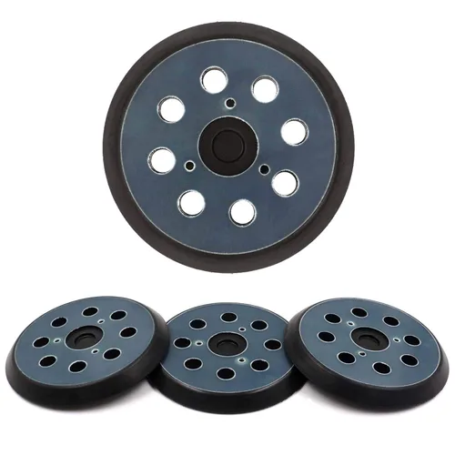 Paquete de 4 almohadillas de lijadora de repuesto de 5 pulgadas y 8 agujeros de 5 pulgadas, placas de soporte de lijado de gancho y bucle para