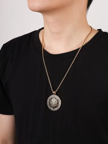 Miniatura 6 de HAQUIL Seal of Solomon Necklace, Stainless Steel 12 Constellations Hexagram Six Pointed Star of David Protection Amulet Pendant, Box Chain, Jewish