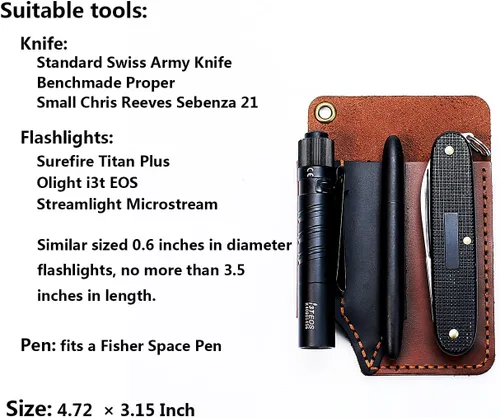 Miniatura 2 de Organizador de bolsillo de cuero hecho a mano, funda multiherramienta de accesorios de cuero EDC para hombres Cuero hecho a mano, transporte