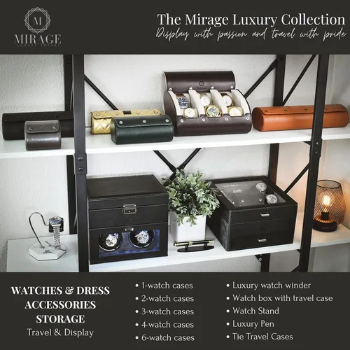 Miniatura 6 de Organizador de cajas de reloj para relojes, estuche de viaje para hombres y mujeres, funda de transporte de 3 relojes y exhibición, color negro jade