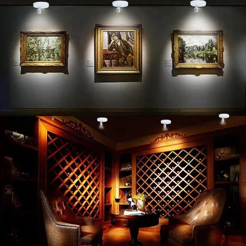 Miniatura 4 de HAMVIDNE Foco LED, luces de foto a batería, iluminación ascendente para interior, luces de disco con 2 controles remotos, luz de punto regulable