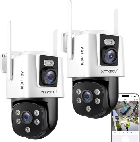 Miniatura 10 de xmartO [Dual-CAM 180+° FOV] Cámara de seguridad para el hogar WiFi 6 6MP 2 en 1 con seguimiento de IA, zoom de inclinación panorámica, banda dual