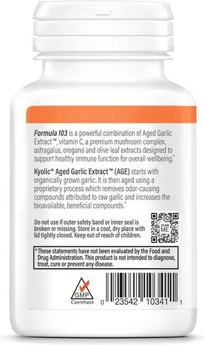 Miniatura 4 de Kyolic Fórmula 103 de extracto de ajo envejecido, apoyo inmunológico*, 100 cápsulas