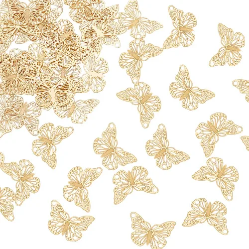 Butterfly Charms Filigree Butterfly Heart Connector Charms Stainless Steel Pendant Insect Animal Pendants for Jewelry Making Earrings Necklaces