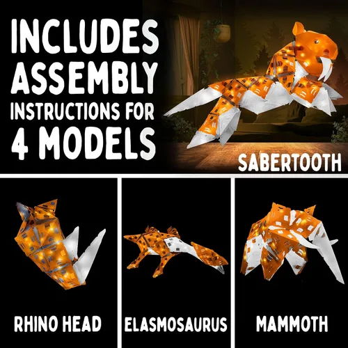 Miniatura 3 de Creatto Sunshine Sabertooth & Ferocious Friends - Kit de rompecabezas 3D iluminado, incluye piezas de rompecabezas Creatto para hacer creaciones
