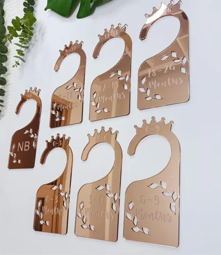 Miniatura 5 de Divisores de armario para bebé, juego de 7 organizadores de ropa de bebé con espejo acrílico para armario, hogar, guardería, desde recién nacidos