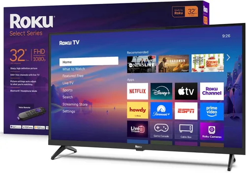 Roku Smart TV 2025 - Serie Select de 32 pulgadas, TV Full HD 1080p - Roku TV con control remoto por voz - Televisión LED de pantalla plana con Wi-Fi