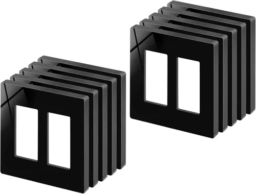 Miniatura 10 de BESTTEN Placa de pared sin tornillos de 5 segmentos, cubierta de enchufe decorador, placa decorativa para interruptor, serie blanca nieve brillante