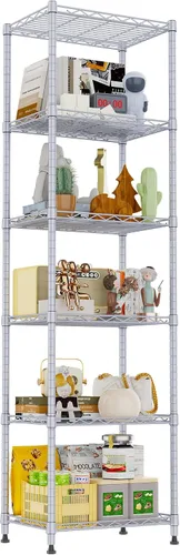 Miniatura 9 de REGILLER Estantería de Alambre de 6 Niveles de Acero, Unidad de Almacenamiento con Estantes Ajustables para Lavandería, Baño, Cocina, Despensa