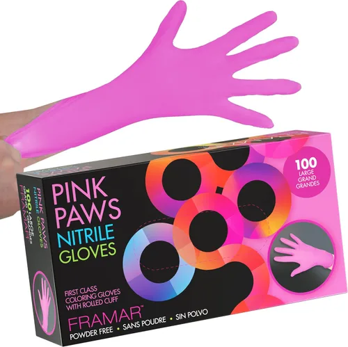 Miniatura 11 de FRAMAR Guantes desechables sin látex rosados, guantes de nitrilo rosa, talla M, guantes sin látex, talla M, guantes de nitrilo, para teñir