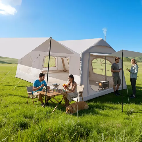 Inflatable Blow Up Tents for Camping,Waterproof Oxford Hot Tent with Manual Pump,Spacious Easy Setup Inflatable Camping Air Tent for Family Glamping