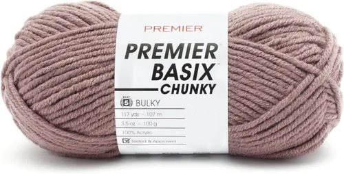 Miniatura 11 de Premier Yarns Basix Hilo Chunky Grueso, Perfecto para Elaborar Proyectos Rápidos, Peso Voluminoso, Hilo Acrílico, Acero, 3.5 onzas, 117 yardas