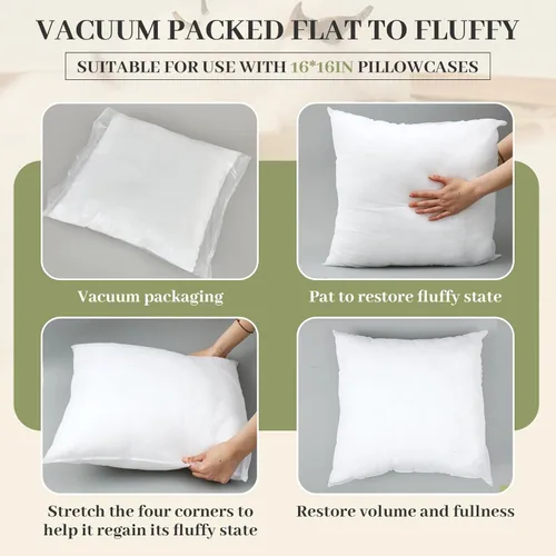Miniatura 3 de Soaoo Set of 1 Fluffy Throw Pillows Insert Bulk 18 x 18 Inch White, Filled in 400g Polyester Fiber, Decorative Square Pillow for Couch Sofa Bed and
