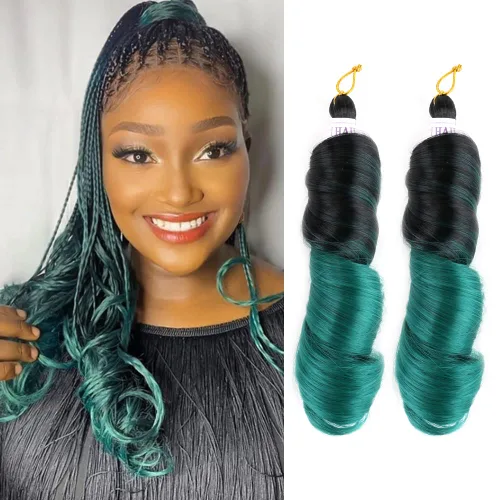 Miniatura 37 de Cabello rizado francés trenzado para trenzas de caja, 8 paquetes de 12 pulgadas, 3.00 oz/paquete, cabello trenzado de onda suelta, extensiones