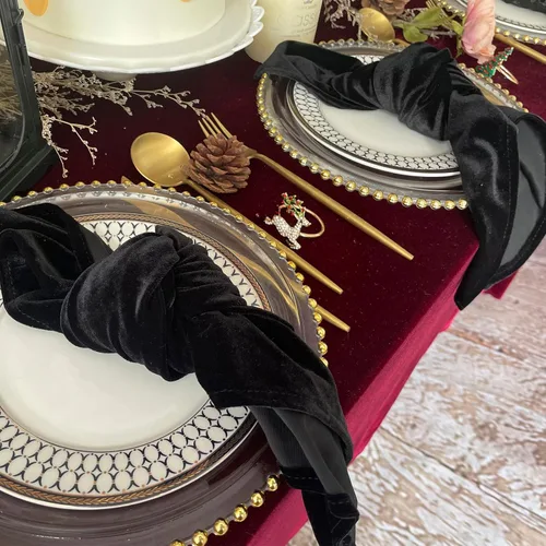 Miniatura 4 de Servilletas de terciopelo, 20 x 20 pulgadas, servilletas de cena suaves, servilletas de boda, servilletas de mesa adecuadas para bodas, fiestas