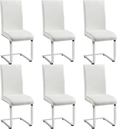 Miniatura 12 de Yaheetech Juego de 2 sillas de comedor modernas tapizadas de piel sintética con respaldo alto y patas metálicas cromadas para cocina, sala de estar