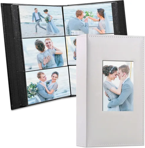 Miniatura 11 de Vienrose Álbum de fotos 4x6 300 fotos, cubierta de cuero, libro de fotos con 300 bolsillos horizontales, álbumes de fotos deslizables para bodas