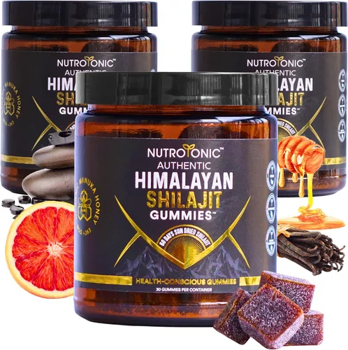 Miniatura 14 de Gomitas orgánicas SHILAJIT de NutroTonic Sin azúcar de caña, endulzadas con miel de manuka orgánica Fórmula limpia Ácido fúlvico natural
