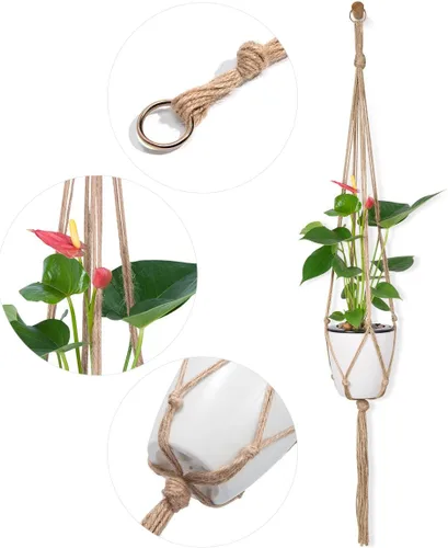 Miniatura 3 de Soportes colgantes de macramé para plantas, 6 unidades, 3 tamaños