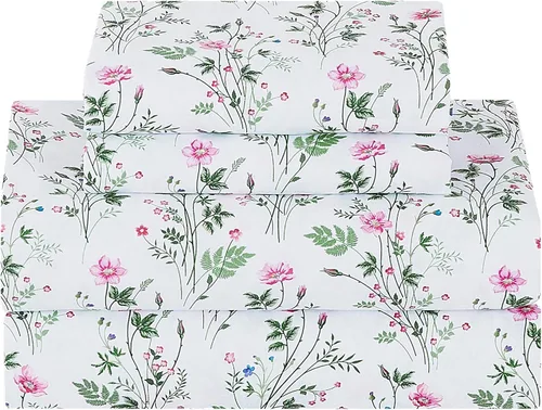 Miniatura 27 de Softan Sábanas de flores naranjas para cama de tamaño King, sábanas estampadas con estampado floral – Sábanas bajeras de microfibra suave