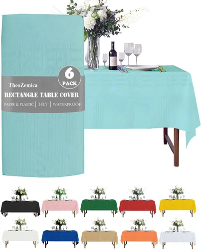 Miniatura 29 de Black Disposable Paper Tablecloth for Rectangle Tables 4 Pack, 54×108 Inch Waterproof 2 Ply Paper with Plastic Backing, Party Table Cover for