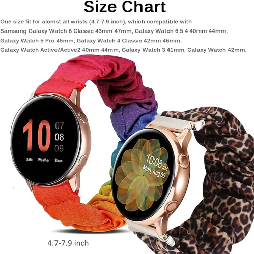 Miniatura 2 de Miimall Correa elástica de 0.78 pulgadas compatible con Samsung Galaxy Watch 6/5/4 de 1.575 pulgadas, 1.732 pulgadas, Watch 5 Pro, Watch 6/4 Raninbow