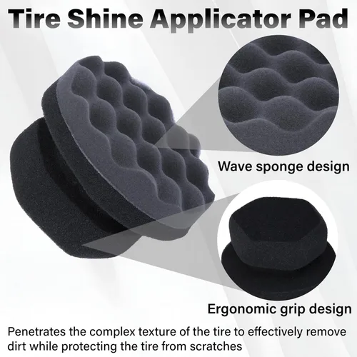 Miniatura 3 de 2 piezas de almohadillas aplicadoras de brillo para neumáticos, aplicador de apósito para neumáticos con agarre hexagonal, esponja de espuma
