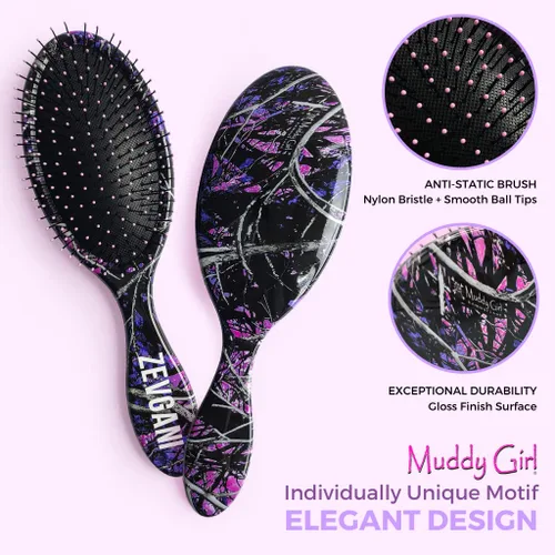 Miniatura 5 de ZEVGANI MuddyGirl - Cepillo desenredante de cerdas ultrasuaves para mujeres y niños, cepillo desenredante para cabello grueso, rizado, fino, largo