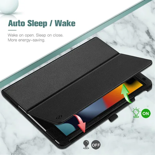 Miniatura 3 de Fintie Funda tipo folio para iPad de 9ª, 8ª y 7ª generación (2021/2020/2019) de 10.2 pulgadas, protección en las esquinas, cubierta trasera de cuero
