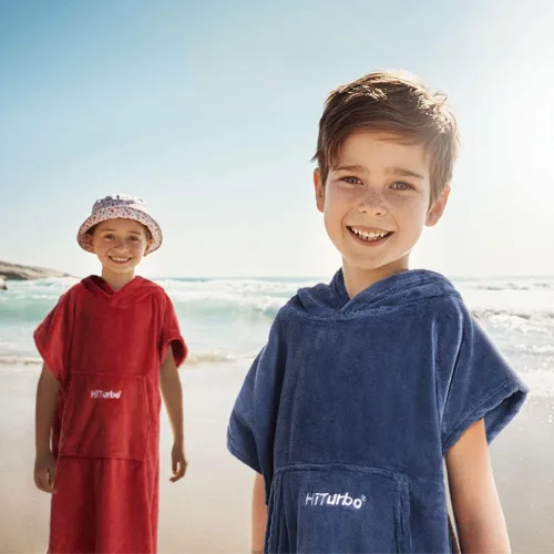 Miniatura 6 de Hiturbo Toalla de cambio de toalla para niños: toallas de baño de felpa suave, sudadera con capucha cálida de forro polar coral, poncho de surf